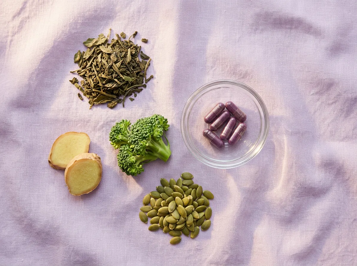 Naturele botanische ingrediënten: groene thee, gemberwortel, magnesium voor normale energiestofwisseling